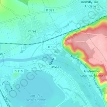 Carte topographique Les Écluses, altitude, relief