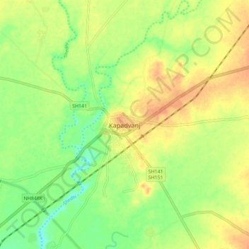 Carte topographique Kapadvanj, altitude, relief