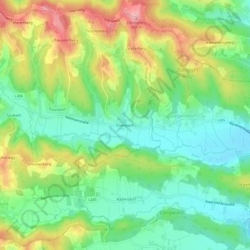 Carte topographique Elxenbach, altitude, relief