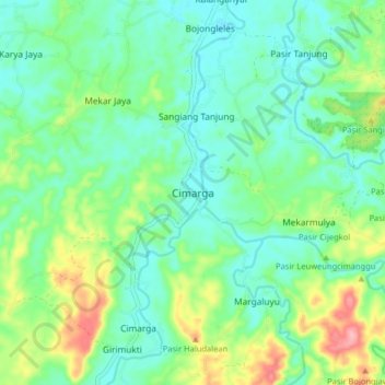 Carte topographique Cimarga, altitude, relief