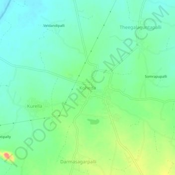 Carte topographique Koheda, altitude, relief