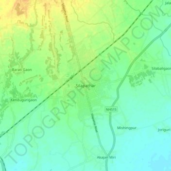 Carte topographique Silapathar, altitude, relief