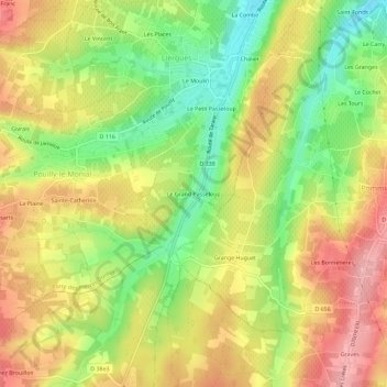 Carte topographique Le Grand Passeloup, altitude, relief
