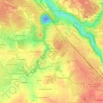 Carte topographique Le Bas Fief, altitude, relief