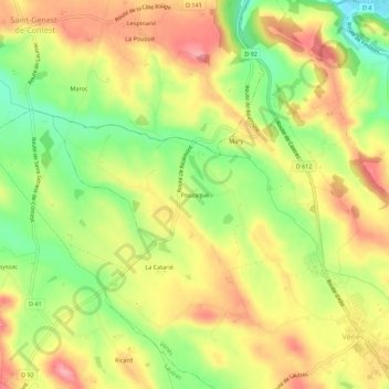 Carte topographique Pouzaque, altitude, relief