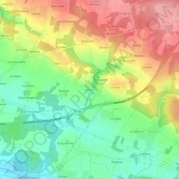 Carte topographique Lesteno, altitude, relief
