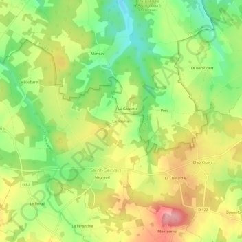 Carte topographique Lambertie, altitude, relief