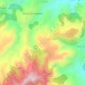 Carte topographique Campo Inglese, altitude, relief