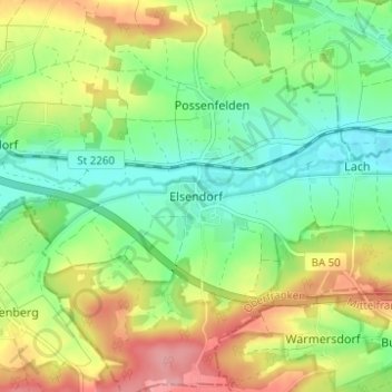 Carte topographique Elsendorf, altitude, relief