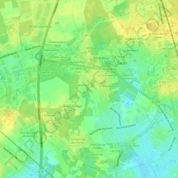 Carte topographique Le Champ Rouge, altitude, relief