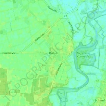 Carte topographique Rühle, altitude, relief