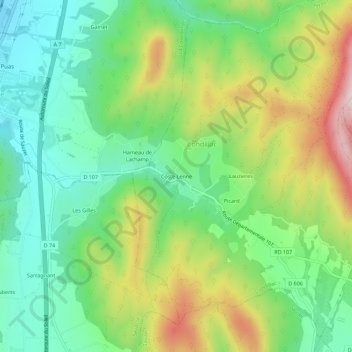 Carte topographique Coste Lenne, altitude, relief