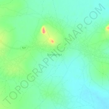 Carte topographique Nandanga, altitude, relief