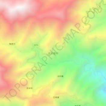 Carte topographique 浪坝寨村, altitude, relief