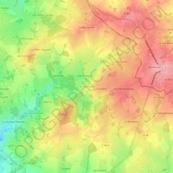 Carte topographique Le Barraud, altitude, relief
