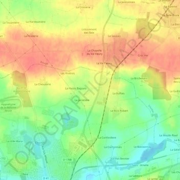 Carte topographique Les Layes, altitude, relief