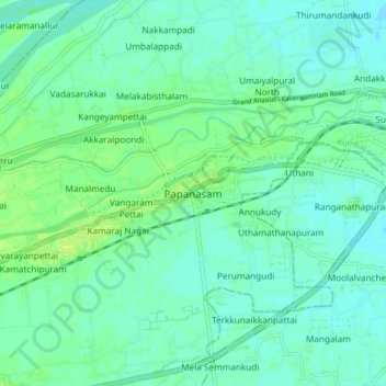 Carte topographique Papanasam, altitude, relief