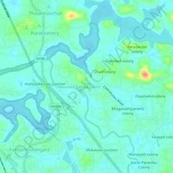 Carte topographique Cherukulam, altitude, relief