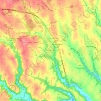 Carte topographique Castel de Ceveri, altitude, relief