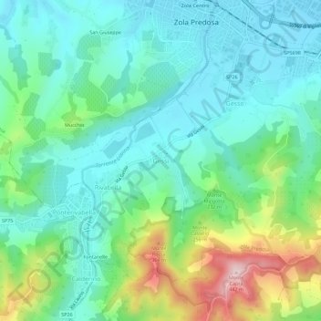 Carte topographique Gessi, altitude, relief