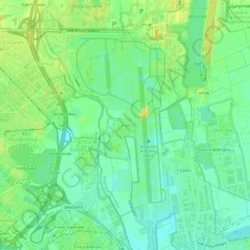 Carte topographique Linate, altitude, relief
