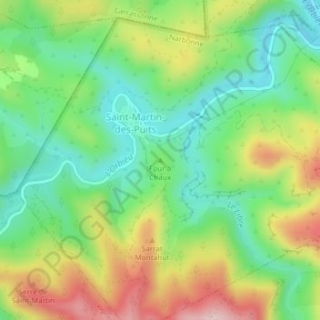 Carte topographique Four à Chaux, altitude, relief