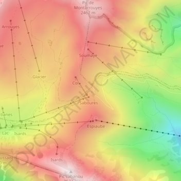 Carte topographique Col de Portet, altitude, relief