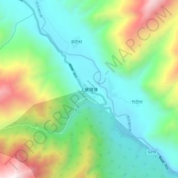 Carte topographique 上察隅镇, altitude, relief