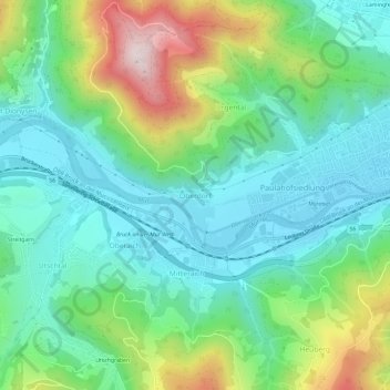Carte topographique Oberdorf, altitude, relief