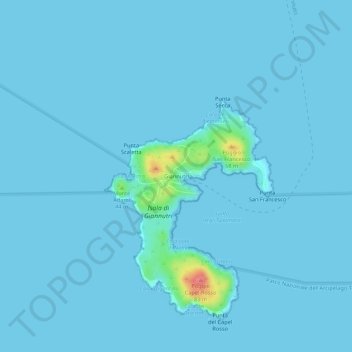Carte topographique Giannutri, altitude, relief