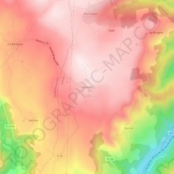 Carte topographique Recoules, altitude, relief