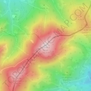 Carte topographique Cabeza Líjar, altitude, relief