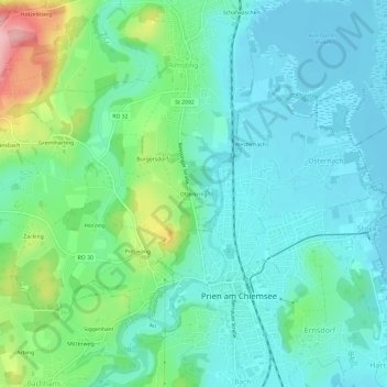 Carte topographique Otterkring, altitude, relief