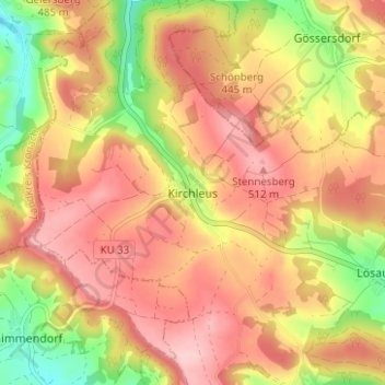 Carte topographique Kirchleus, altitude, relief
