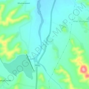 Carte topographique Pali, altitude, relief