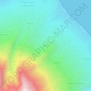 Carte topographique Walo, altitude, relief