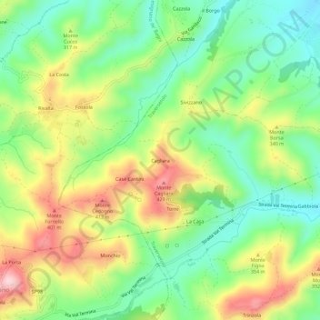 Carte topographique Cagliara, altitude, relief