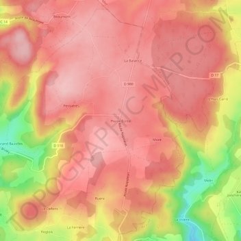Carte topographique Pierre Écrite, altitude, relief