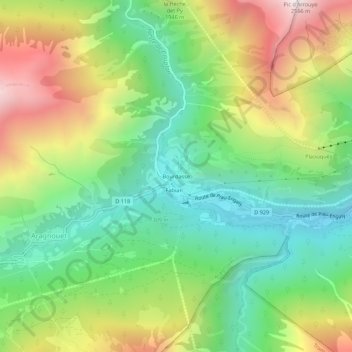 Carte topographique Bourdasse, altitude, relief