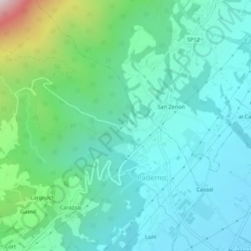 Carte topographique Alconis, altitude, relief