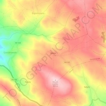 Carte topographique Oleiros, altitude, relief