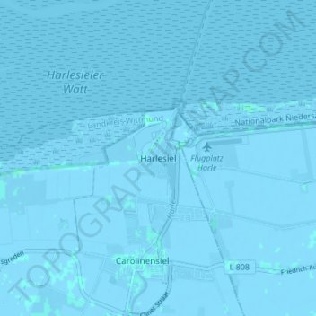 Carte topographique Harlesiel, altitude, relief