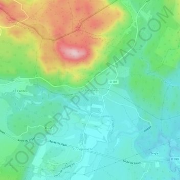Carte topographique Les Cazals, altitude, relief