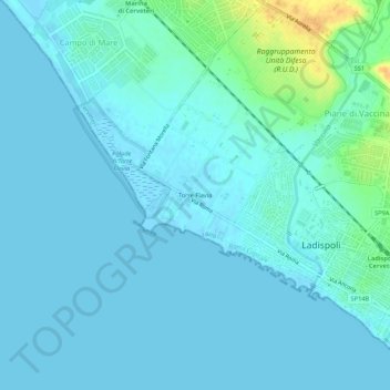 Carte topographique Torre Flavia, altitude, relief