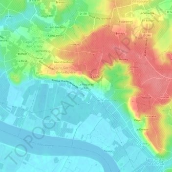 Carte topographique La Roque de Bas, altitude, relief