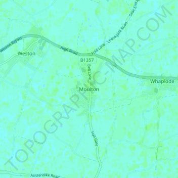 Carte topographique Moulton, altitude, relief