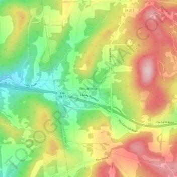 Carte topographique West Windsor, altitude, relief