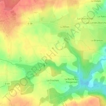 Carte topographique La Rennelais, altitude, relief