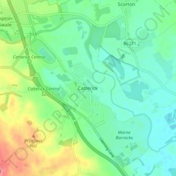 Carte topographique Catterick, altitude, relief