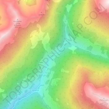 Carte topographique Durnholz - Valdurna, altitude, relief